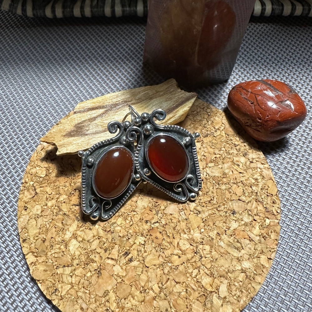 Earrings Sterling Silver Carnelian